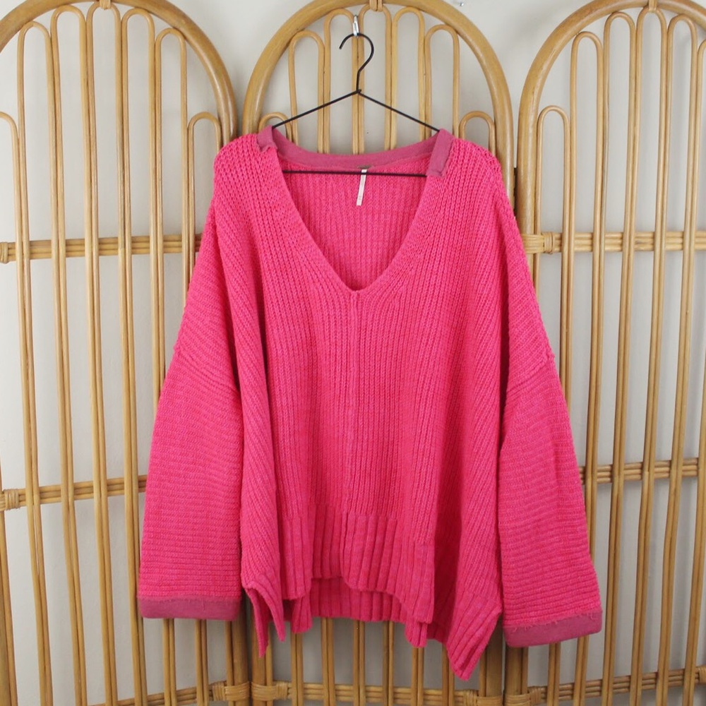 NWOT FP Take Over Me Sweater Neon Pink